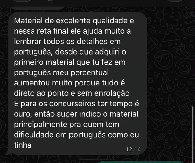 Depoimento aluno Anti-Gramática, material de excelente qualidade