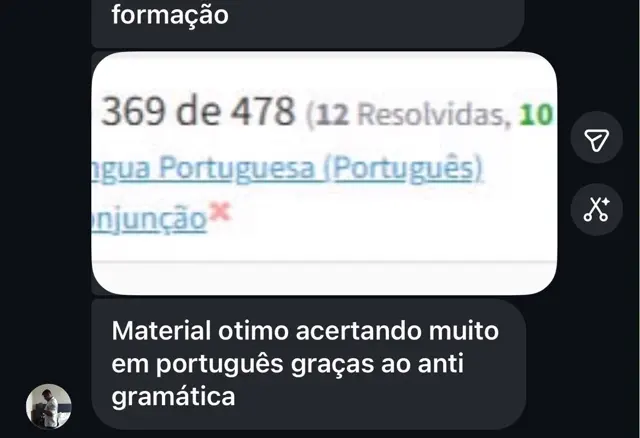 Depoimento aluno Anti-Gramática, 90% no QConcursos