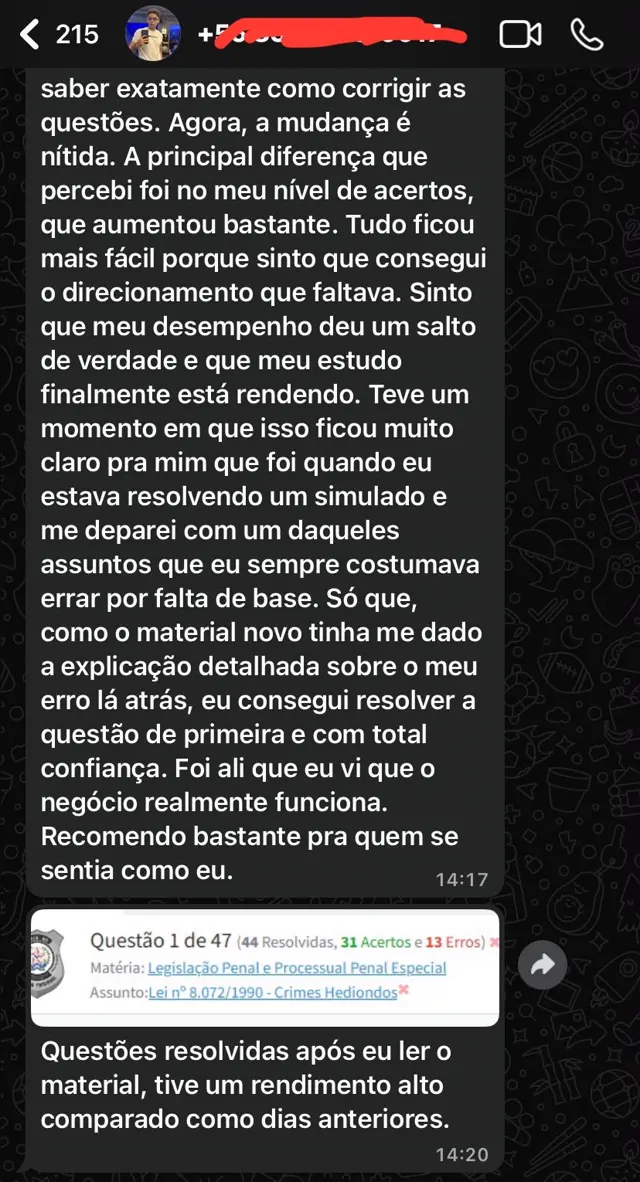 Depoimento aluno Anti-Vade Mecum