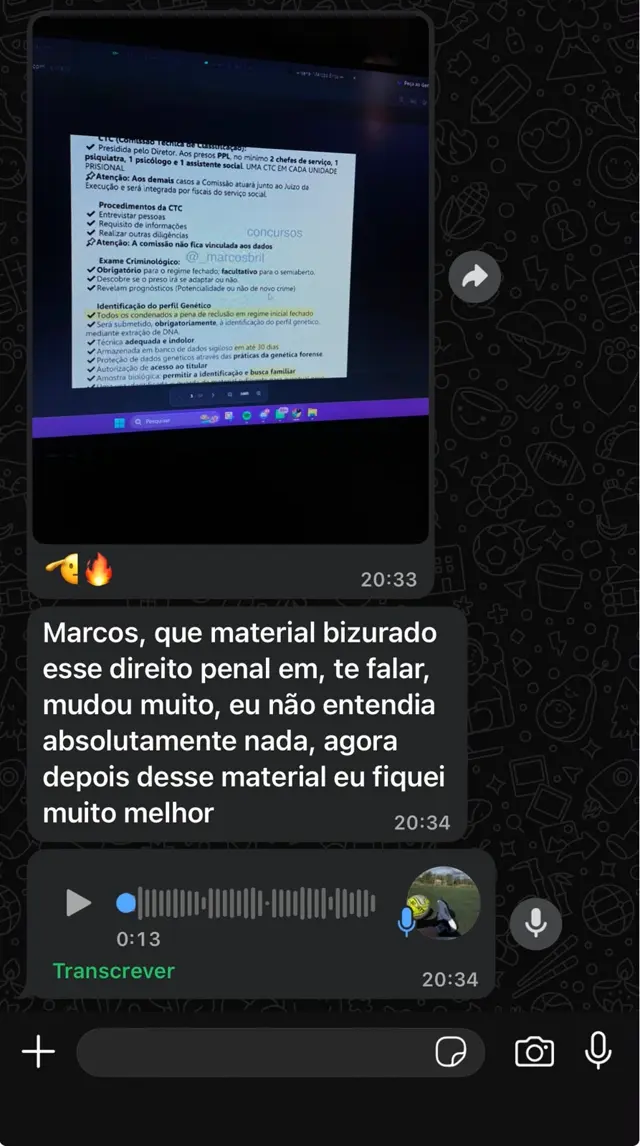 Depoimento aluno Direito Penal