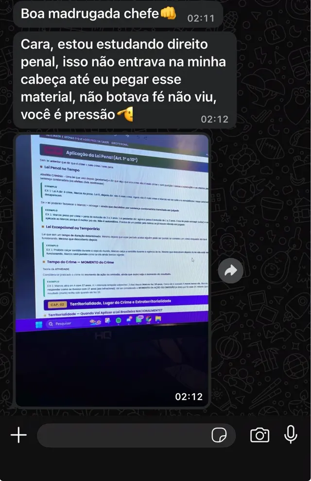Depoimento aluno Direito Penal