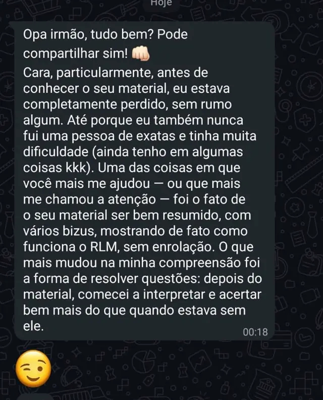 Depoimento de aluno do RLM: material bem resumido, com vários bizus, mostrando de fato como funciona o RLM, sem enrolação