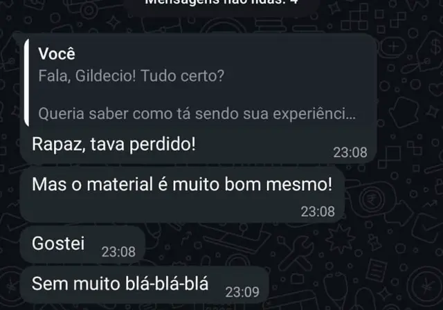 Depoimento de aluno do RLM: tava perdido, mas o material é muito bom mesmo, sem blá-blá-blá