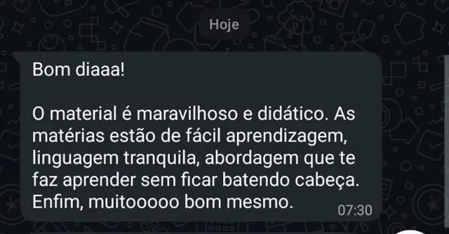 Depoimento de aluno do RLM: material maravilhoso e didático, linguagem tranquila, sem ficar batendo cabeça
